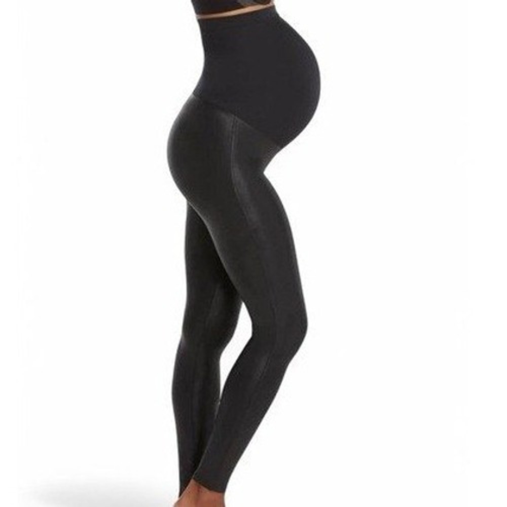 Spanx‎ Mama Very Faux Leather Leggings 20201R Black Extra Small XS NEW